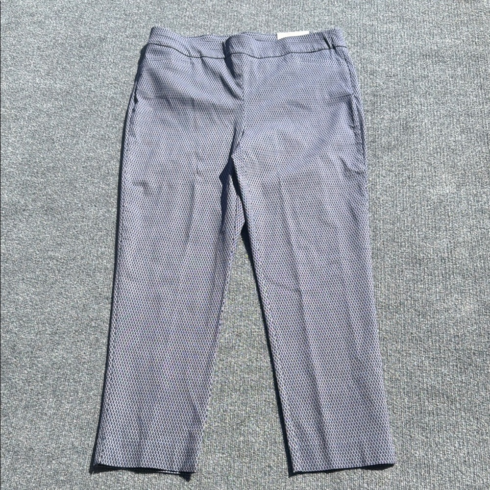 Chicos So Slimming Brigitte Slim Leg Pants Blue 16R Jacquard Print Ankle NWT